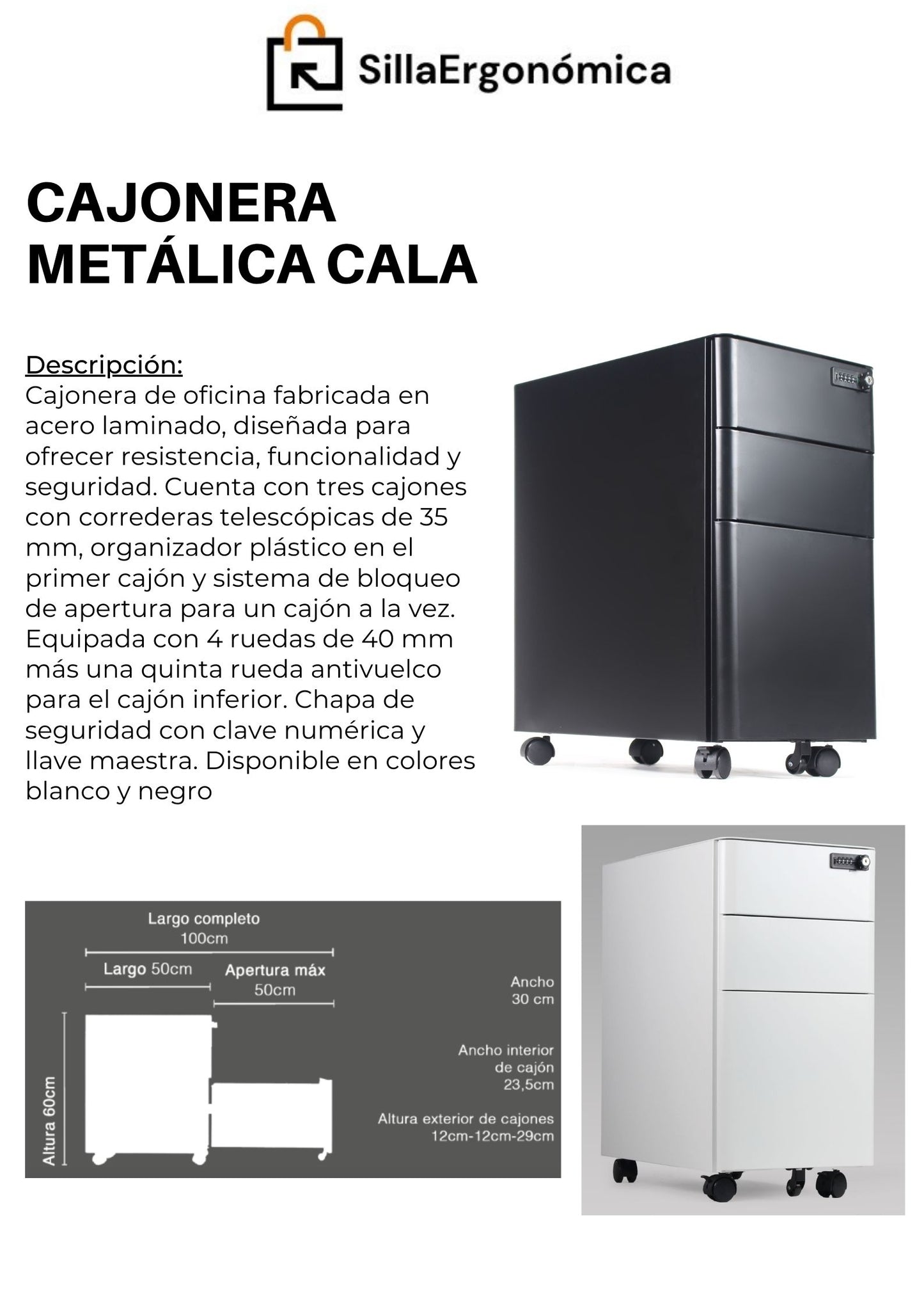 Cajonera Metálica  Cala De Oficina con Seguridad Antivuelco