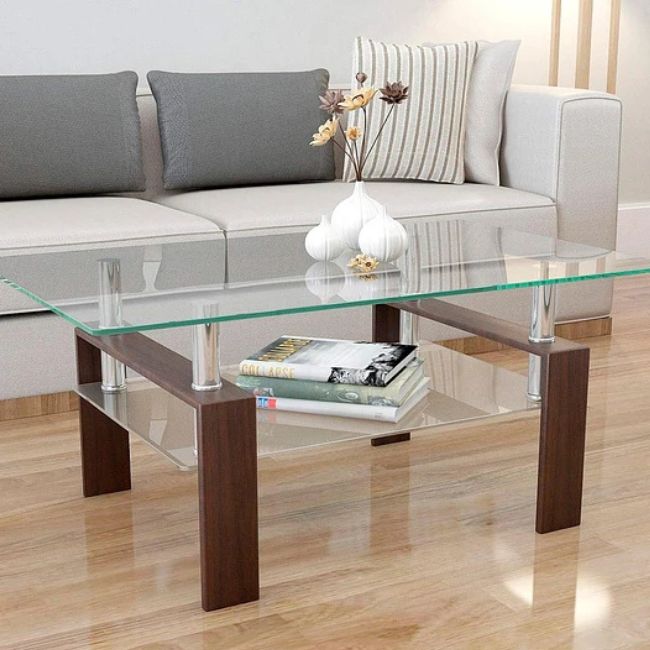 MESA DE CENTRO RECTANGULAR VIDRIO 95X55
