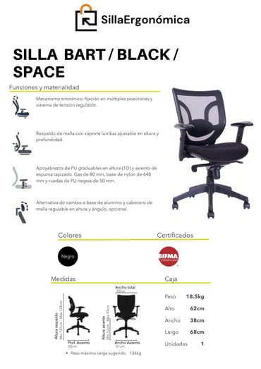 Silla De Escritorio Bart Black Space