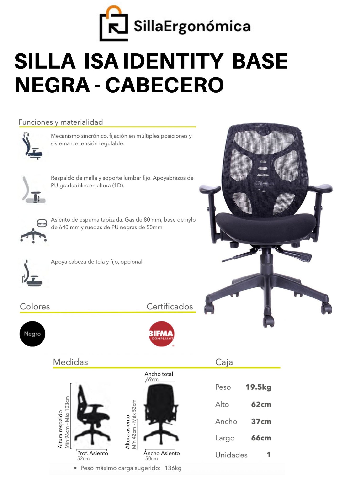Silla De Escritorio Rodas Isa Identity