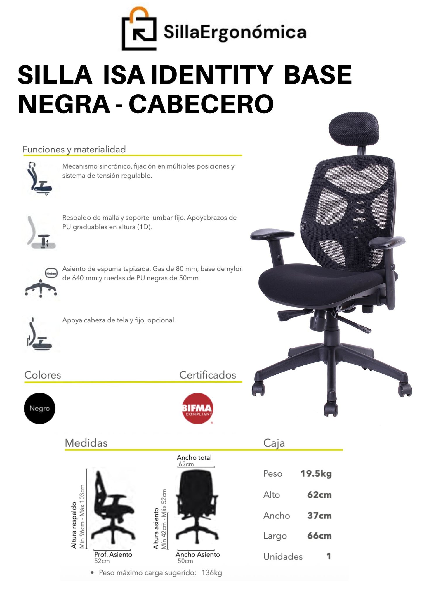 Silla De Escritorio Rodas Isa Identity