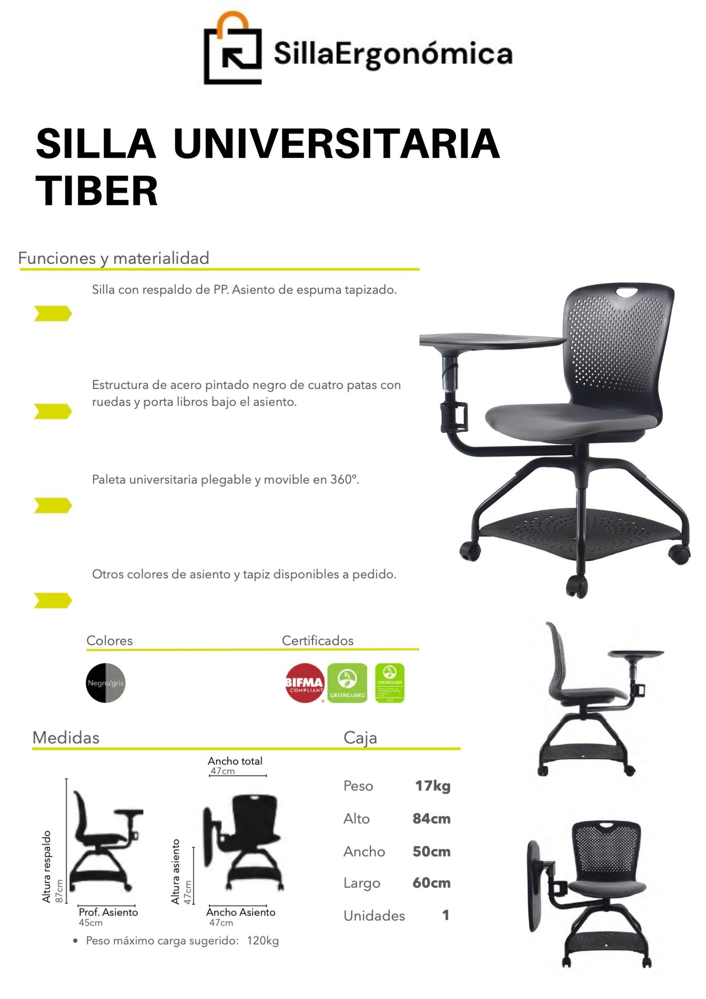 Silla Universitaria Giratoria Tiber