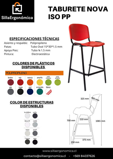 Taburete Iso Polipropileno Nova Iso PP