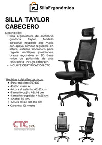 Silla Ergonomica De Escritorio Taylor 3D