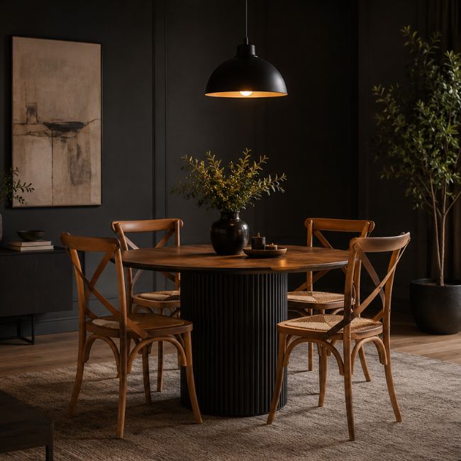 Silla Crossback Madera y Rattan - Natural