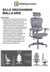 Silla De Escritorio Ergohuman Malla Elite Gris