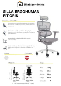 Silla De Escritorio Ergohuman Fit Gris