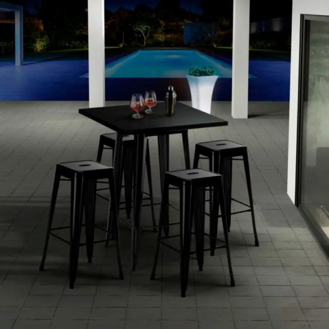Mesa Tolix Alta Cuadrada Exterior Terraza