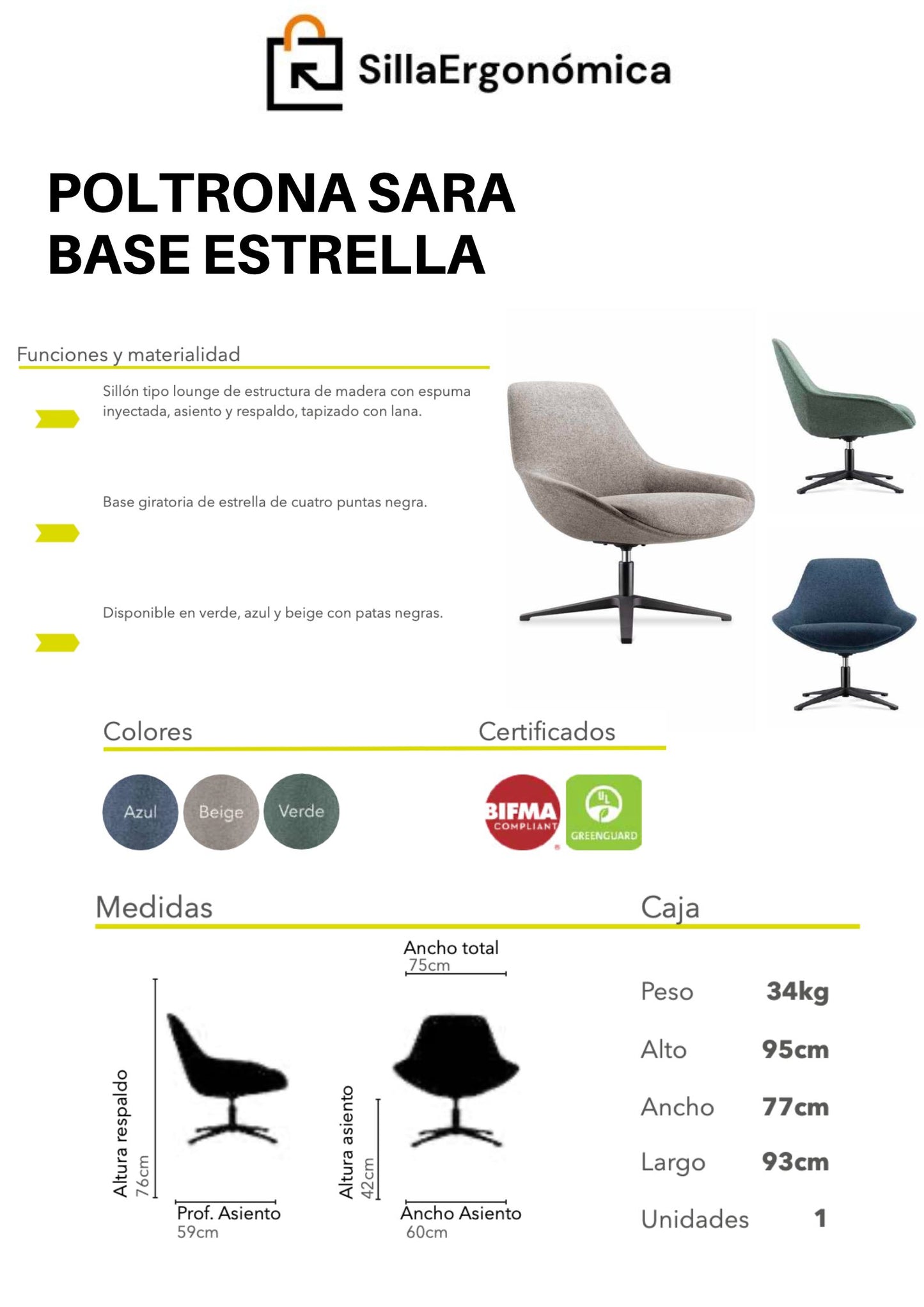 Poltrona Sara base estrella