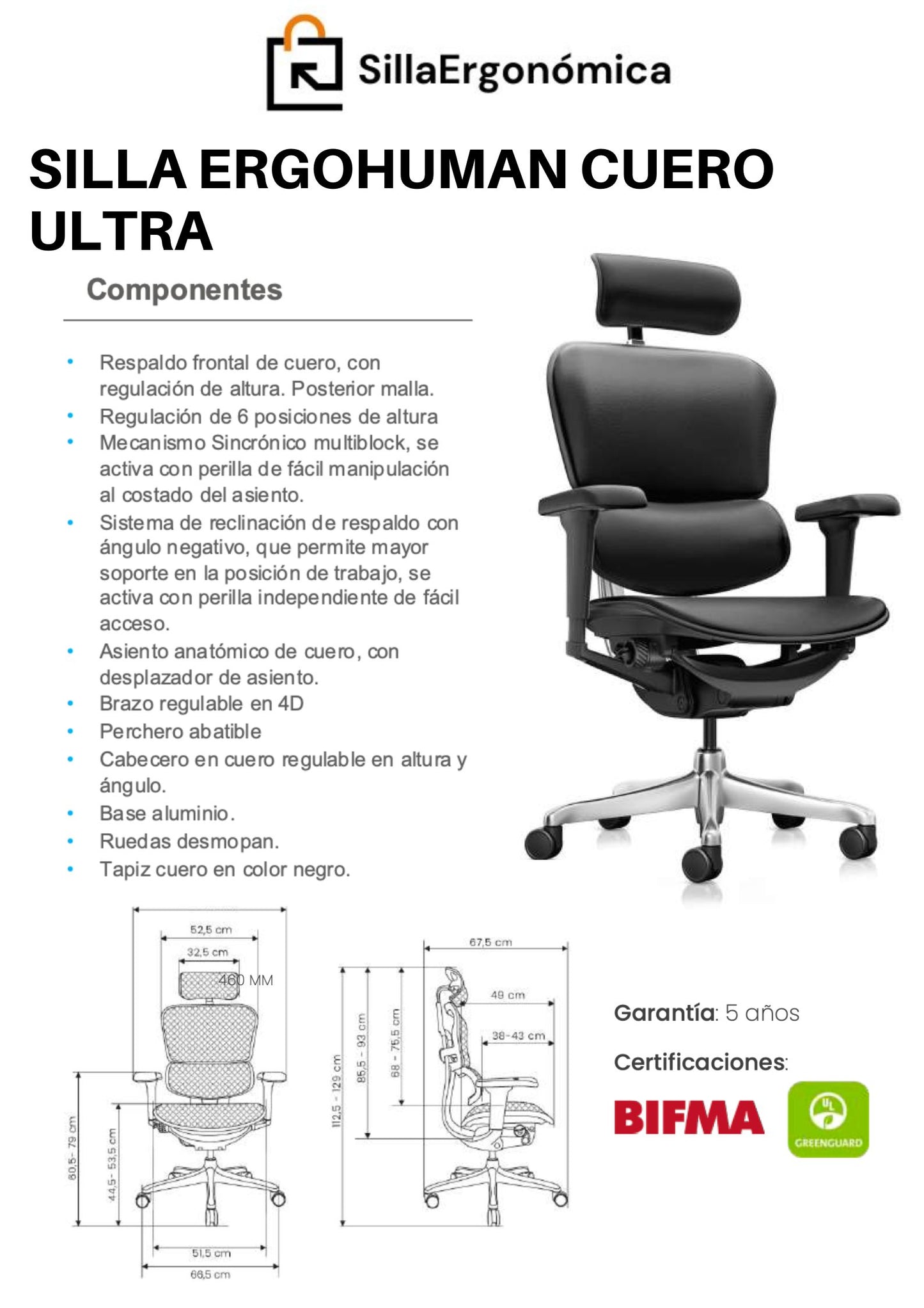 Silla Ergohuman Cuero Ultra