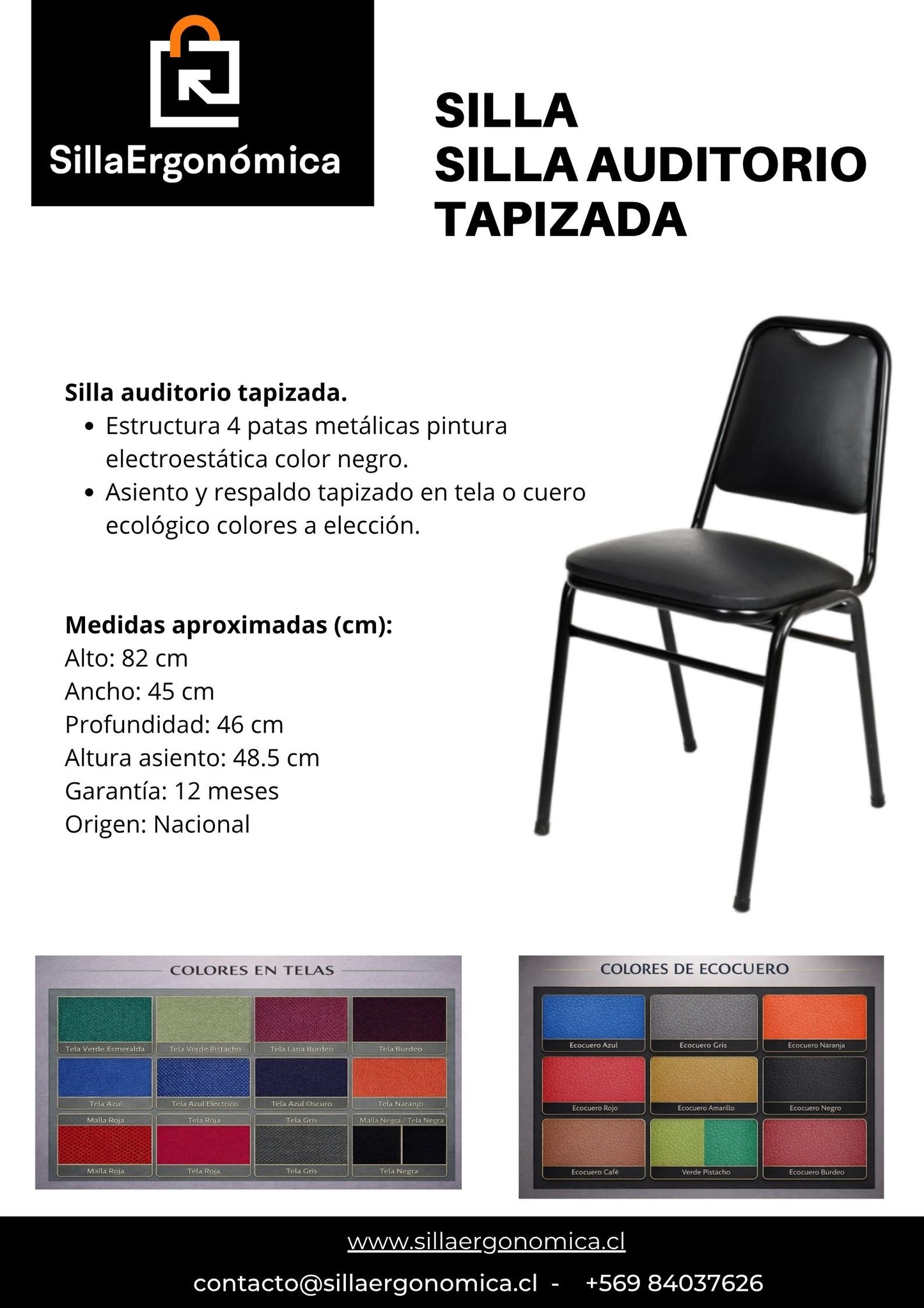 Silla Auditorio Tapizada Eco Cuero