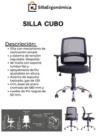 Silla Ergonómica Giratoria De Escritorio Cubo