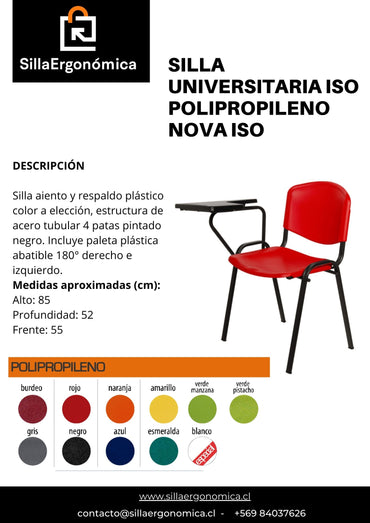 Silla Universitaria Iso Polipropileno Nova Iso