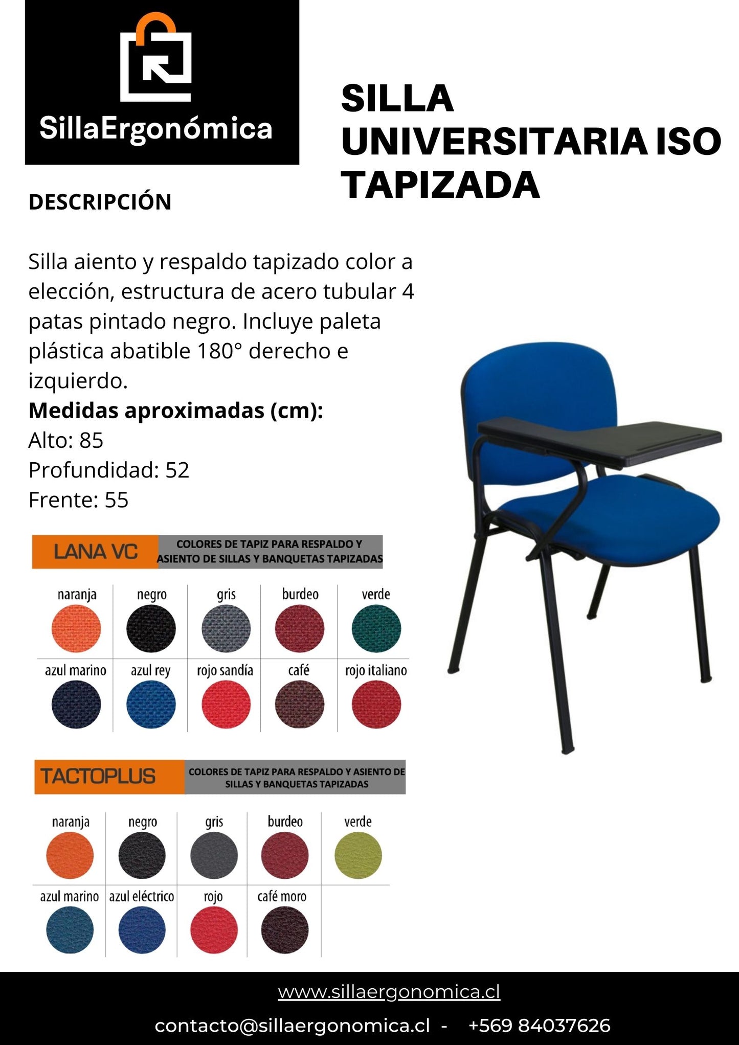 Silla Universitaria Iso Tapizada